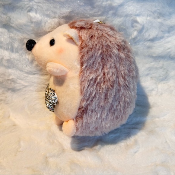Hedgehog Keychain/Bag Charm with Rhinestone Heart pink or tan PICK 1 - Picture 8 of 9